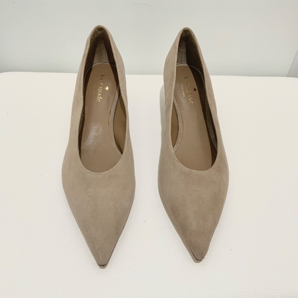 Kate Spade Dale Grey/Brown Cashmere Suede Kitten Heel Pumps Pointed Toe Shoes 8 - Picture 10 of 13